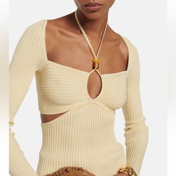 NWT Jonathan SIMKHAI Elenor Halter Top Dried Pineapple Large - Picture 3 of 12